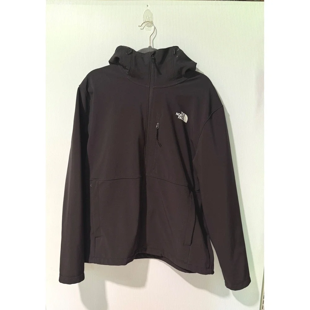 The North Face WindWall Soft Shell Jacket Mens XL Black Hooded Full Zip Fleece